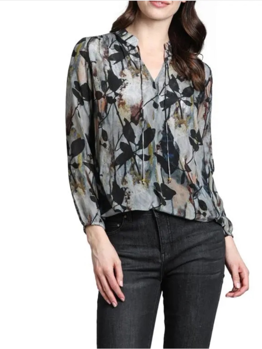 APNY Printed Crossover Long Sleeve Top